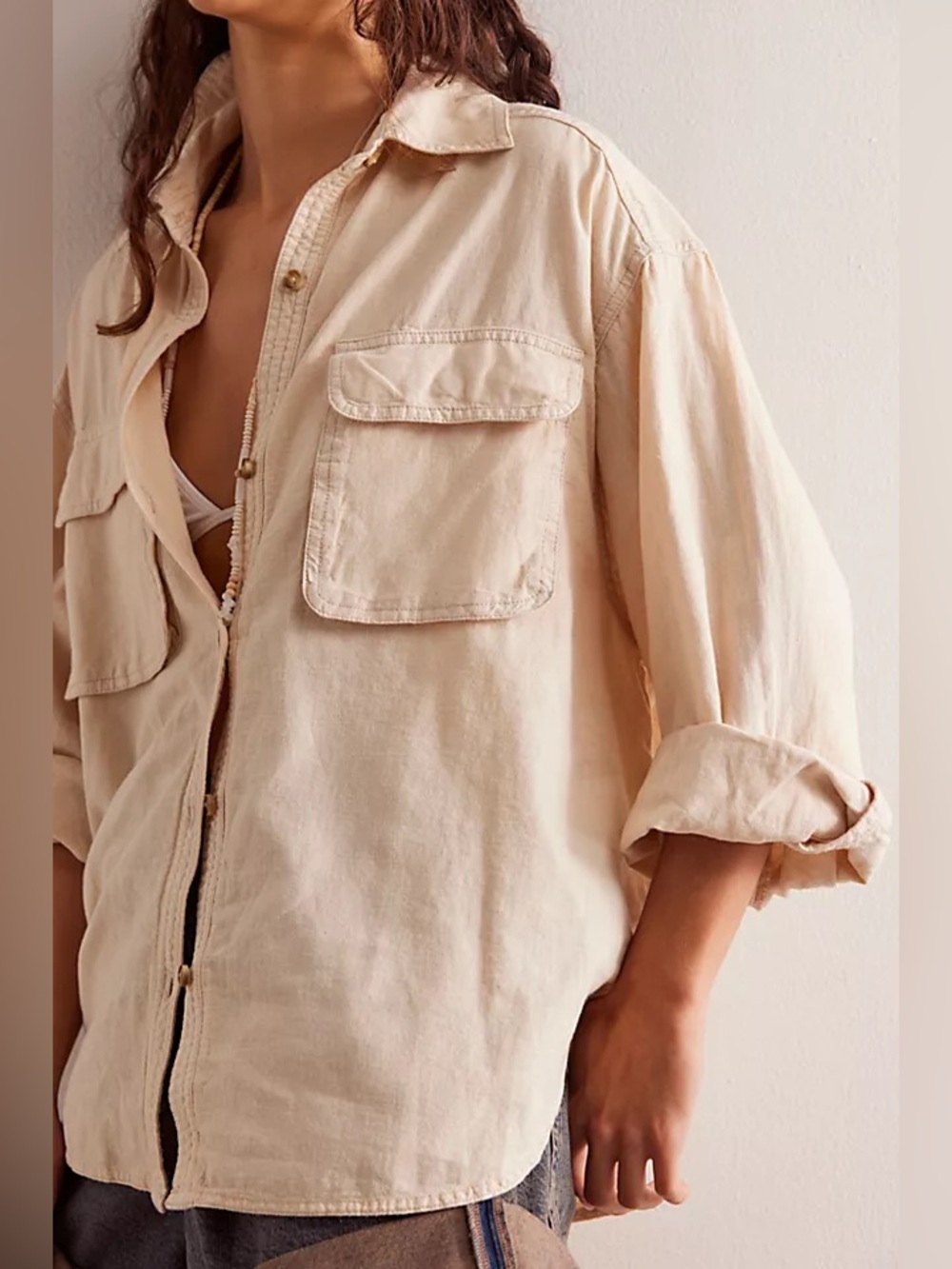 We the Free Made for the Sun Linen Shirt Size S